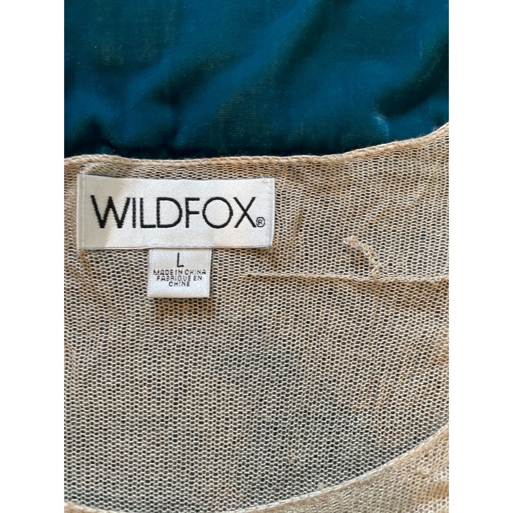 Wildfox‎ Beige Ruffle Knit Open Front Cardigan Sweater Top L - Picture 2 of 2